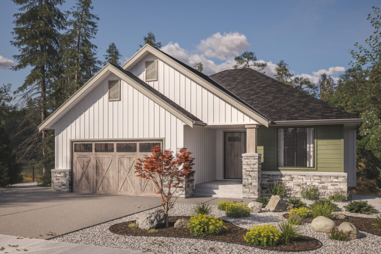 1-2-692B house plan – front rendering