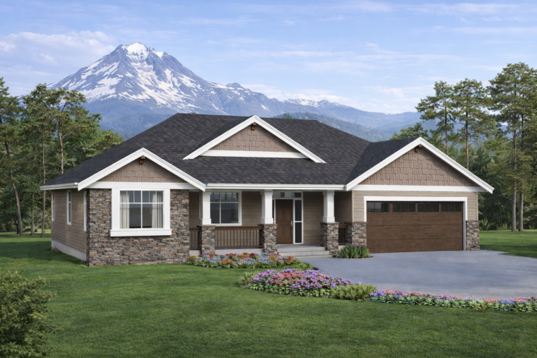 1-3-659 house plan – front rendering