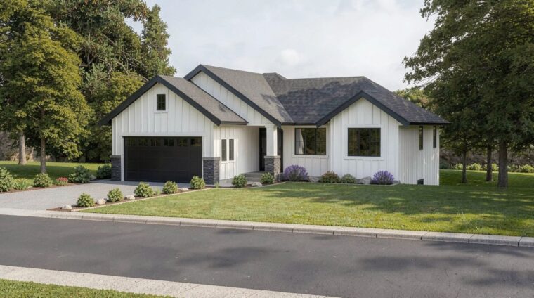 1-3-689 house plan – front rendering