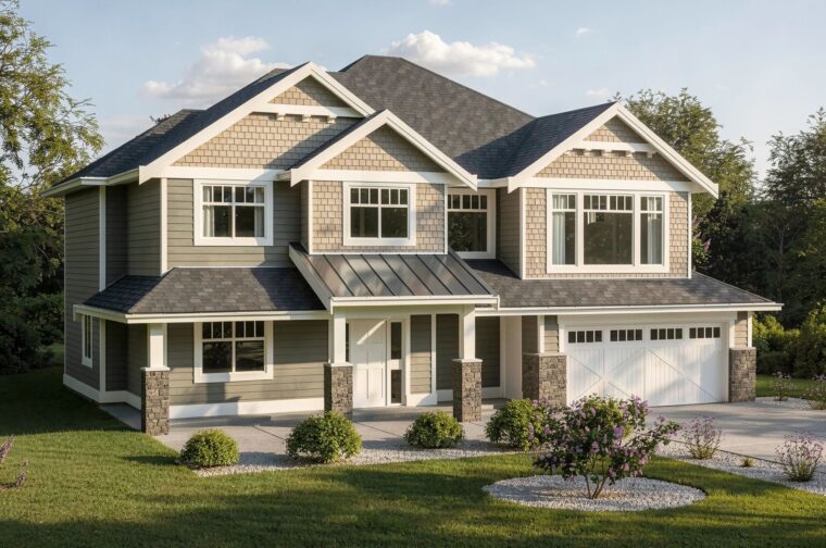2-3-774 house plan – front rendering
