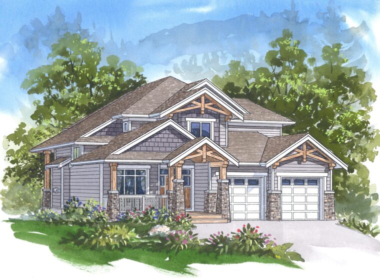 7-3-1000A house plan – front rendering