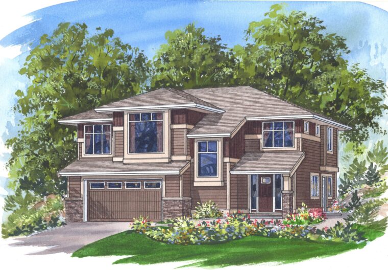 2-2-753 house plan – front rendering