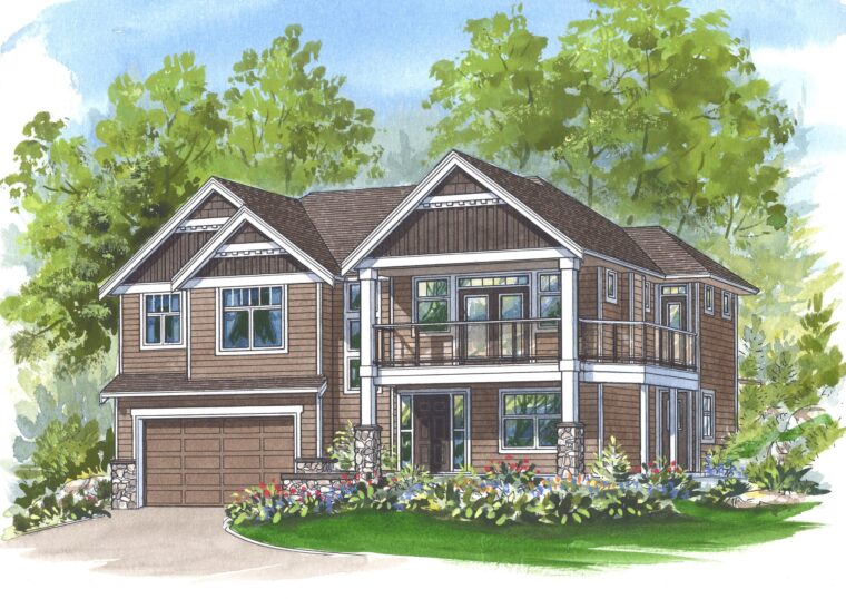 2-3-752 house plan – front rendering