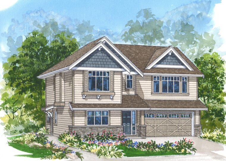 2-3-751 house plan – front rendering