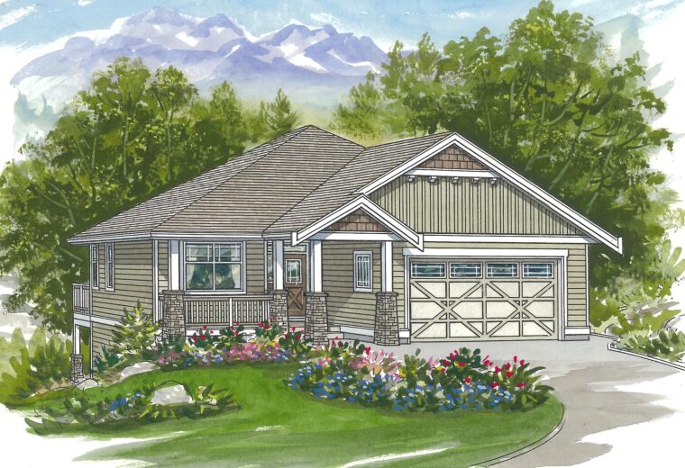 1-3-658 house plan – front rendering