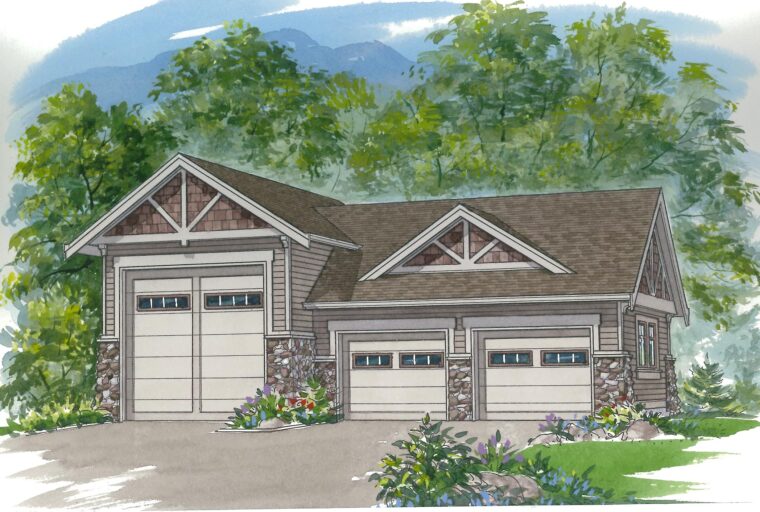 14-0-268 house plan – front rendering