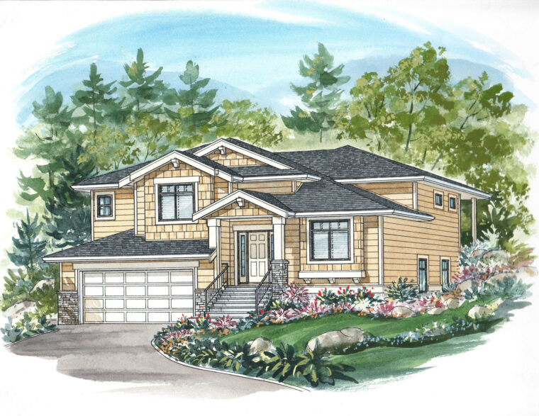3-3-361 house plan – front rendering