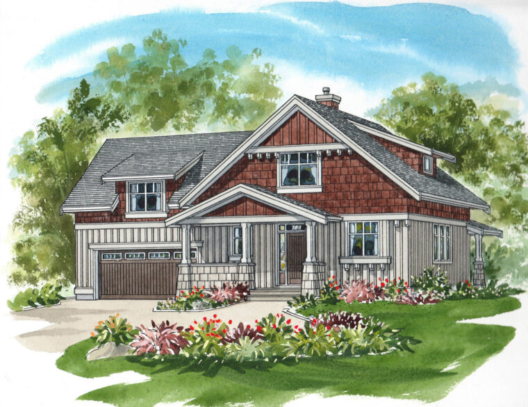6-3-673 house plan – front rendering