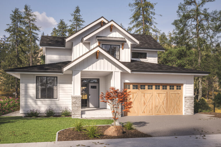 7-4-1025B house plan – front rendering