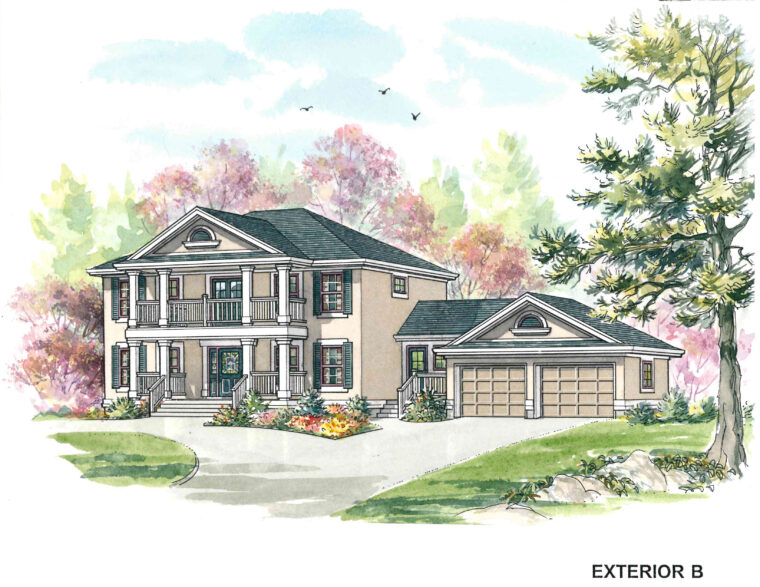 7-4-865B house plan – front rendering