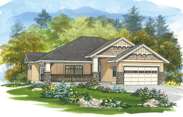 5-3-637B house plan – front rendering