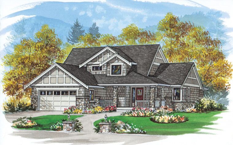 7-3-958 house plan – front rendering