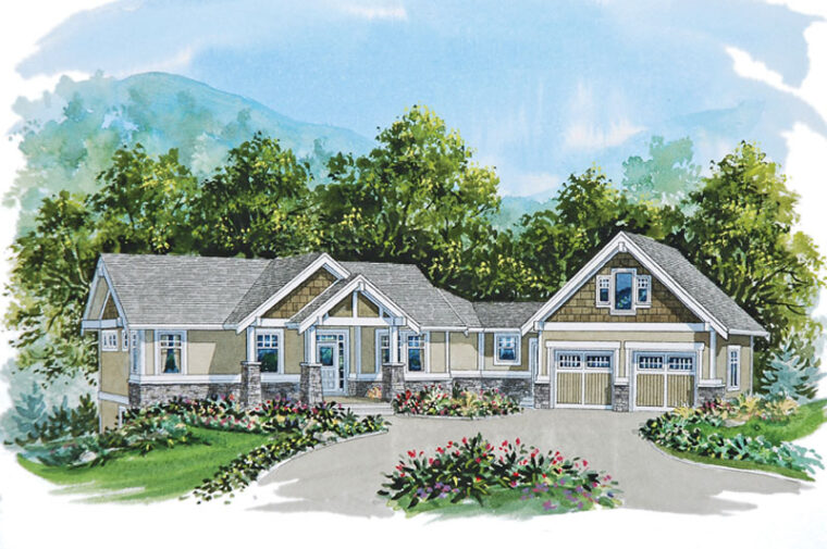 1-1-650 house plan – front rendering
